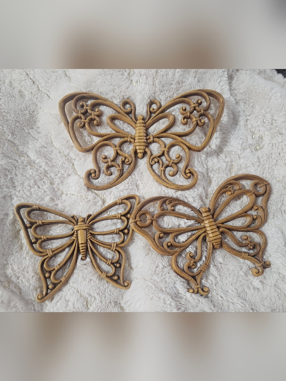 Vintage Homco Butterfly Wall Plaques Faux Wood